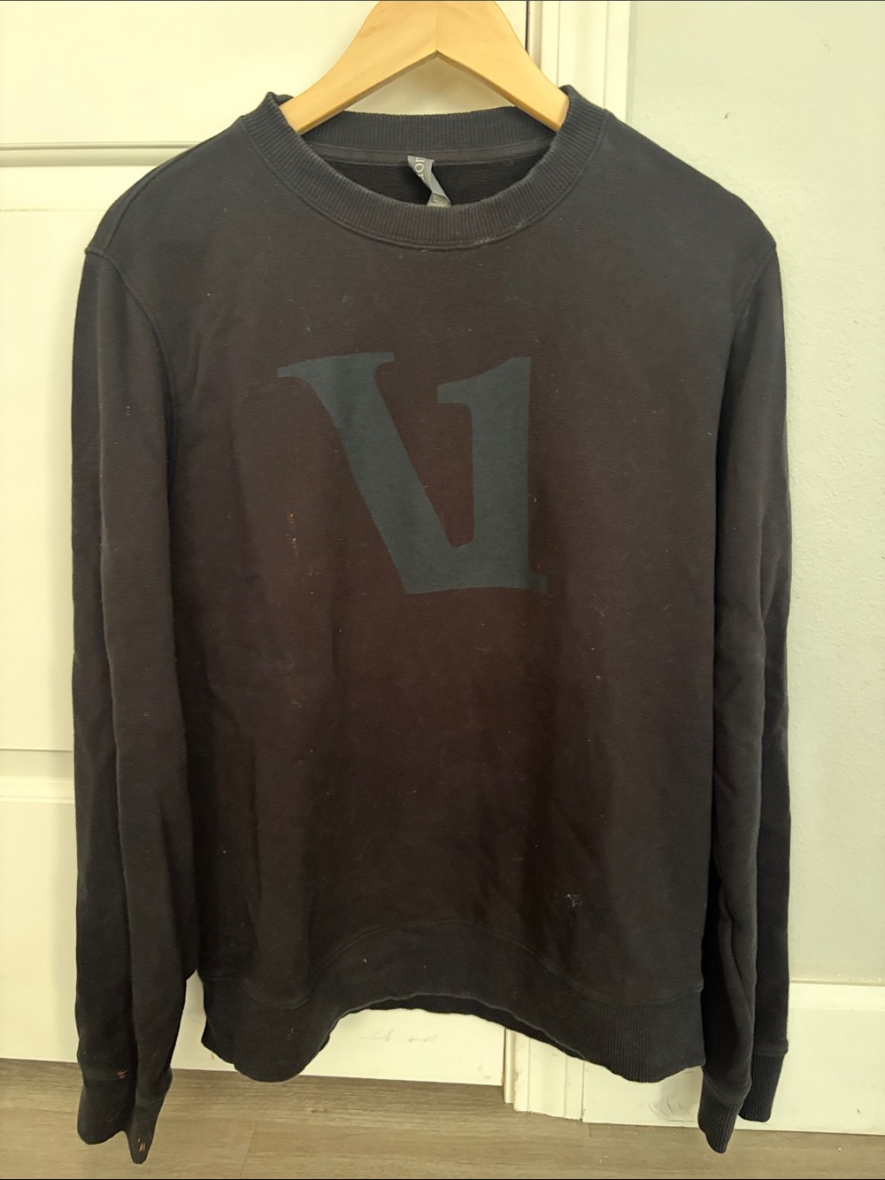 Vuori Black Crewneck Sweatshirt with Tonal Logo